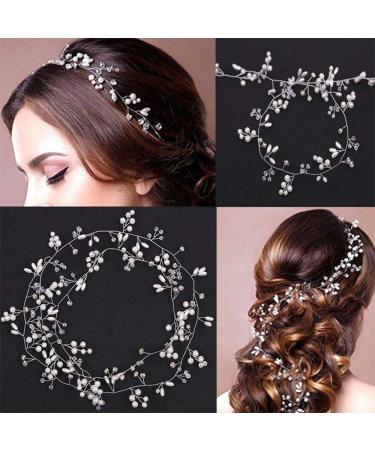 5 Pieces Bridal Bead Headdress | Elegant Pearl & Rhinestone Hair Jewelry for Weddings | Retro Fashion Hairpins for Brides & Festivals - Buy Online on GoSupps.com