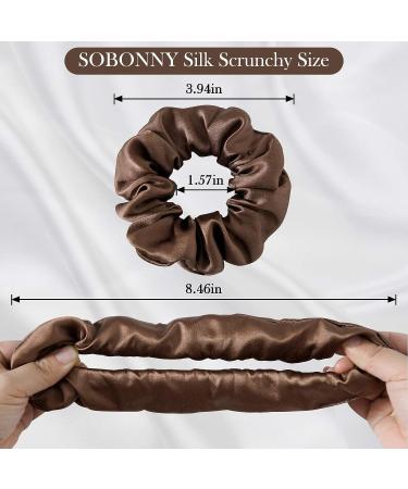 SOBONNY 100% Mulberry Silk Scrunchies for Women - 3 Pack Hair Ties for Sleep and Style - Brown, Black, Pink - No Damage Elastic Accessories - Buy Online on GoSupps.com
