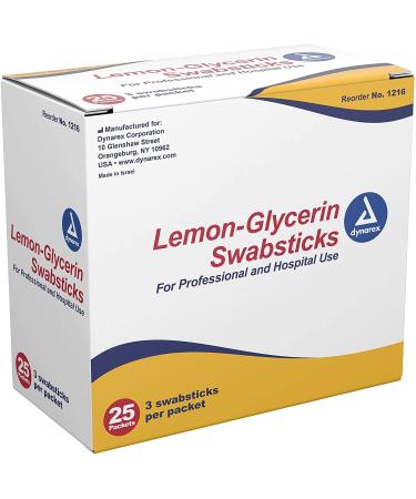 Dynarex Lemon/Glycerin Swabsticks 3's - 75 Count Box - Moisturizing and Refreshing - Buy Online on GoSupps.com