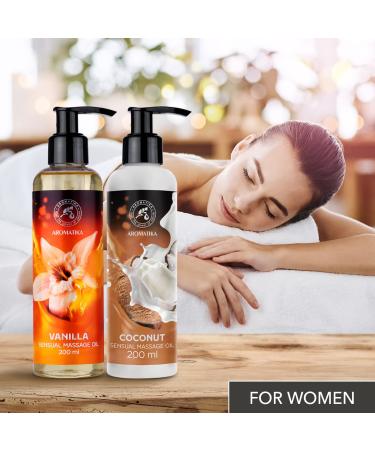 Buy Sensual Vanilla Coconut Massage Oil 2x200ml - Edible Kissable Body Oil with Almond & Grape Seed Oil for Relaxation - Buy Online on GoSupps.com