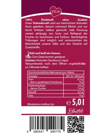  Bleichhof BLEICHHOF Elderberry Juice - Direct Juice Vegan Bag-in Box (1 x 5 L) - Buy Online on GoSupps.com