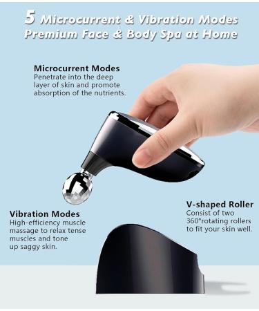 MCSYPOAL Microcurrent-Facial-Massager Face Roller Face Massager for Skin Care Microcurrent Facial Device Glossy Black - Buy Online on GoSupps.com