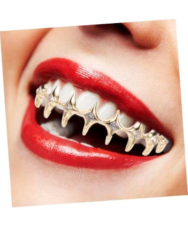 Gold Plated Grills Teeth With Star Diamond Design For Men Women Hip Hop Party Accessory Rapper Costume Prop For Events Parties - Buy Online on GoSupps.com