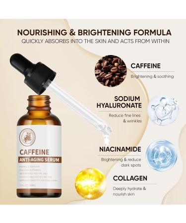 Retinol & Caffeine Eye Serum Retinol Serum for Face Under Eyes Anti-Wrinkle Collagen Serum Smoothing Firming Hydrating Reduces Puffiness Dark Circles & - Buy Online on GoSupps.com