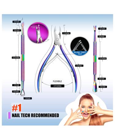 3-in-1 Cuticle Trimmer Set with Pusher, Scraper & Nippers - Rainbow | Fingernails & Toenails Cuticle Clippers Kit in Organized Case - Buy Online on GoSupps.com