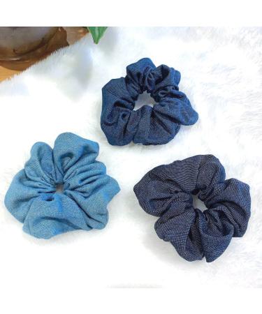 Denim Hair Scrunchies Set for Girls - 3 Pcs Hair Tie Ponytail Holders JW011 - Buy Online on GoSupps.com