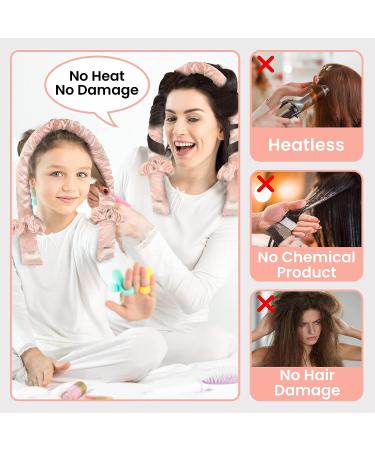 PENNTR Satin Heatless Hair Curler Set for Overnight Curls - No Heat Hair Rollers for Long Hair - Pink Hair Accessories for Women - Buy Online on GoSupps.com