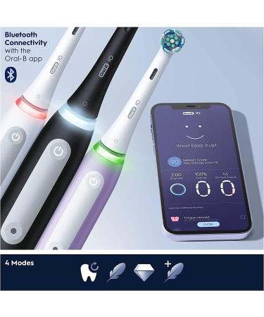 Oral-B iO4 2x Electric Toothbrushes For Adults Christmas Gifts For Women / Him 2 Toothbrush Heads & 1 Travel Case 4 Modes With Teeth Whitening UK 2 Pin Plug Black and White + Refills Black Travel - Buy Online on GoSupps.com
