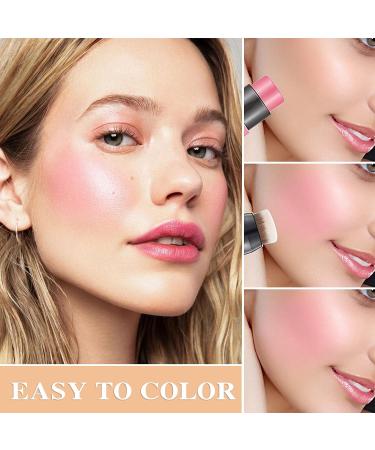 Waterproof Cream Blush Stick with Brush | Long-lasting 2 in 1 Multi Stick Makeup for Cheeks, Lips, and Eyeshadow | Easy to Use and Lightweight | All Skin Types (#01 Milk Tea Pink) - Buy Online on GoSupps.com
