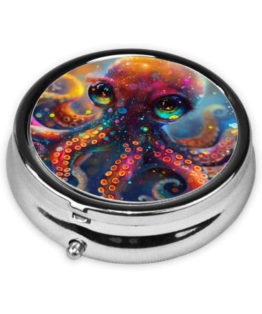 Colorful Cute Octopus Portable Metal Pill Box | Mini 3-Compartment Design for Small Pills | Travel Essential - Buy Online on GoSupps.com