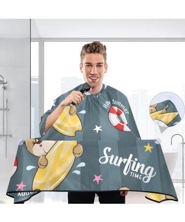 Waterproof Barber Cape - Cute Bear Surfing & Cheetah Haircut Bib for Men | Unisex Hair Cutting Cape - Buy Online on GoSupps.com