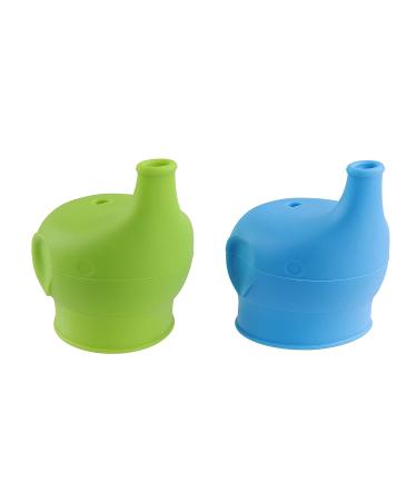 Acorn Baby Silicone Sippy Cup Lids 2pk - Blue/Green Reusable Stretch Lid | Spill Proof | Fits Any Cup - Buy Online on GoSupps.com