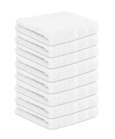Textila Terry Washcloth Pack of 8 - White - 13x13 Inches Soft - Luxurious and Absorbent - Perfect for Bath Face Hand Kitchen Spa Hotel Gym and Home Use. 13x13 - 8 PK White