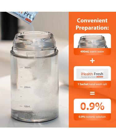 iHealth Fresh Premixed Saline Packet 90 Packets 0.9% Isotonic Saline Solution for Electric Nasal Irrigator - Non-Iodized Sinus Relief & Allergy Care - Buy Online on GoSupps.com