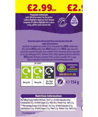 Bundle Pack Hot Chocolate Melted Drinks - Select from option available : (6 Pack Cadbury Highlights Hot Chocolate 154g) - Buy Online on GoSupps.com