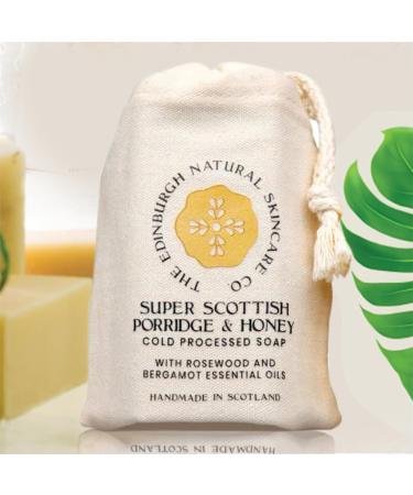 Scottish Porridge And Honey Cold Processed Soap | Luxury Soap Bar | Moisturising & Nourishing | Vegan Friendly Cruelty Free | Hands Face & Feet Care | Rosewood & Bergamot | Edinburgh Skincare Company
