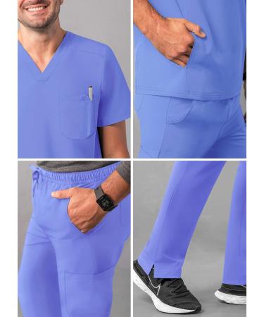 Adar Addition Men's Go-Everyday Stylish Scrub Set - Medium Ceil Blue - Buy Online on GoSupps.com