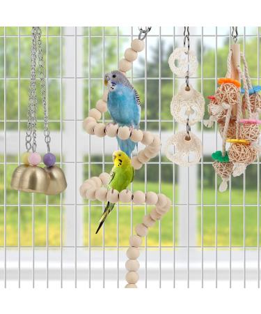 Natural Coconut Bird Hammock with Perch, Swing, and Mirror for Parakeets, Conures, and Cockatiels - Buy Online on GoSupps.com