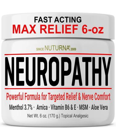 Neuropathy Nerve Relief Cream - Fast Acting Max Relief for Feet Hands Legs Toes Back - Ultra Strength Menthol Arnica Aloe Vera MSM Soothing Natural Nerve Comfort Relief Extra Large 6 oz