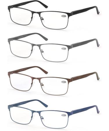 MODFANS 4 Pack Reading Glasses for Men - Blue Light Filter Metal Frame Rectangle Style Stainless Steel +2.50 - International Shipping Available - Buy Online on GoSupps.com