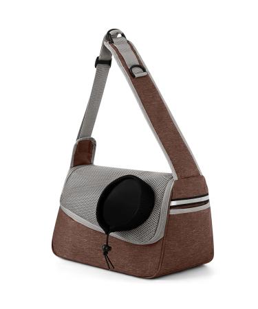 Flovippet sling for dogs cats dog bag for small dogs 5kg free handed breathable dog carrier bag soft bag suitable for outdoor trips (brown)