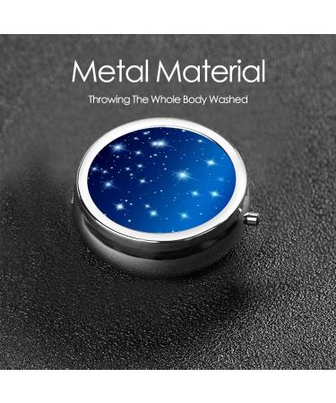 Buy Blue Star Pattern Portable Metal Pill Box - Round Mini 3-Compartment Travel Case with Hinged Design for Small Pills - Buy Online on GoSupps.com
