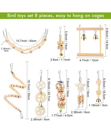 Vegena Bird Toys Set of 8 - Colorful Wooden Ladder Toys & Landing Pads for Budgies Parrots Finches & More - Premium Cage Accessories - Buy Online on GoSupps.com
