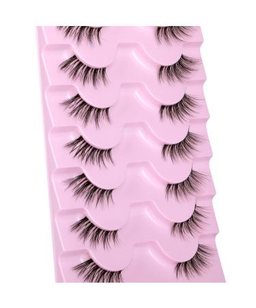 JIMIRE Half Lashes - 7 Pairs Pack Natural Crossed Handmade False Eyelashes | Wispy Fluffy Light Volume | Clear Band | 3-12MM - Buy Online on GoSupps.com