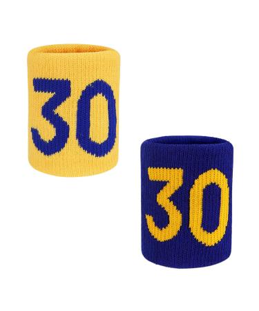 2-Pack Wrist Sweatbands Wrist Bands for Men & Women Basketball Star Lucky Number Absorbent Sweatbands for Tennis Football Running Athletic Gym Sports and Working Out (2 Colors) #30-SC