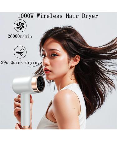 Cordless Ionic Hair Dryer with Hot & Cold Wind USB Charging Blow Dryer Travel Hair Dryer for Women Kids Outdoor Camping Beaches White - Buy Online on GoSupps.com