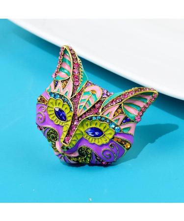 Badges Brooch Pin Brooches Clasp Breastpin Beautiful Enamel Large Fox Brooch Pin Animal Head Colorful Design Blue Eye Winter Accessories-Default - Buy Online on GoSupps.com