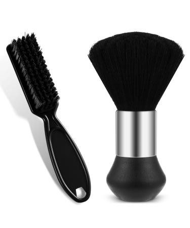 Barber Neck Duster Brush Set Soft Barber Neck Duster with Barber Trimmer Cleaning Brush Professional Barber Dusting Hairbrush for Brushing off Hair Around Neckline and Ears After Haircut