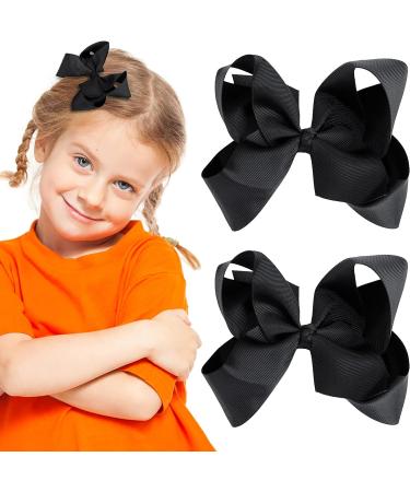 Sibba 6 Inch Vintage Ribbon Hair Bows Clips Barrettes - 2 Piece Black Ponytail Holder for Girls and Women | Cheerleading Hairpin for Christmas & Valentine's Day - Buy Online on GoSupps.com