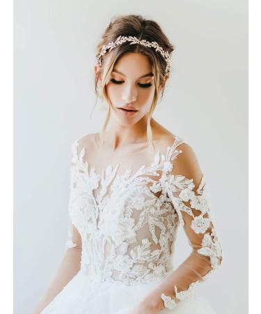 SWEETV Gold Leaf Wedding Headpiece | Rhinestone Bridal Headband for Bride and Flower Girl - Handmade Women's Hair Accessory - Buy Online on GoSupps.com