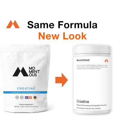 Momentous Creatine Monohydrate Powder - Pure Creapure Formula for Muscle Support & Energy - 5g per Serving 90 Servings - Ideal for Men & Women - International Shipping Available - Buy Online on GoSupps.com
