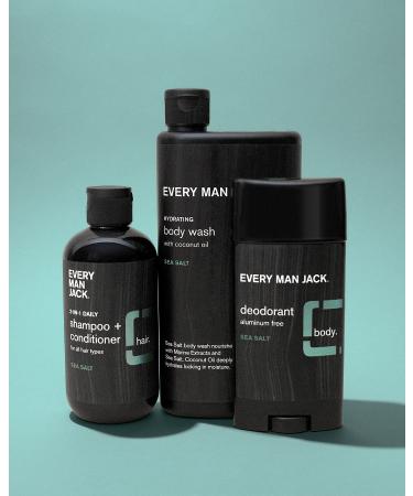 Every Man Jack Sea Salt Bath and Body Gift Set | Grooming Essentials for Men | Body Wash 2-in-1 Shampoo Deodorant + Dopp Bag | Clean Ingredients International Shipping - Buy Online on GoSupps.com