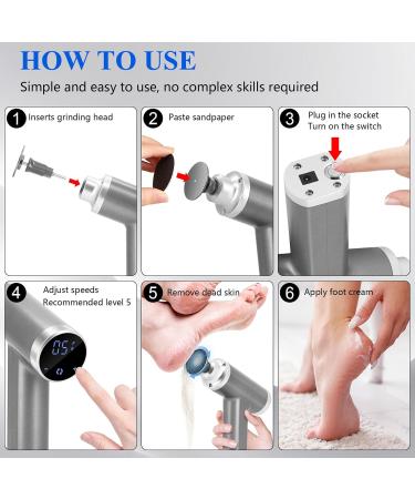 Upgraded Electric Callus Remover for Feet | Adjustable Speed & Digital Display | Professional Pedicure Kit with Replaceable Sandpaper | FCR-3 - Buy Online on GoSupps.com