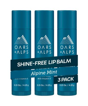 Oars + Alps Clear Lip Balm for Men & Women Ultra Hydrating Lip Care Infused with Vitamin E Moisturizing Nourishing Paraben Sulfate Alcohol & Shine Free Alpine Mint Scent 0.45oz 3pk