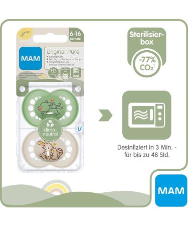 MAM Original Silicone Pacifier Set of 4 - Wood Friends (6-16 Months) with Sterilization Transport Boxes - International Shipping Available - Buy Online on GoSupps.com