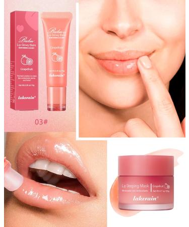 LYSdefeu Moisturising Lip Balm & Lip Mask Set Hydrating Lip Glowy Balm and Lip Sleeping Mask Lip Treatment Lip Care for Whitening Lip Wrinkles Gift Set for Women Grapefruit Set 03 #Grapefruit - Buy Online on GoSupps.com