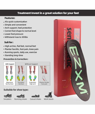 EZXM Arch Support Orthotic Custom Insoles - Plantar Fasciitis Relief - Men 9.5-10 / Women 10.5-11 - Buy Online on GoSupps.com