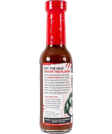 The Spicy Shark Hammah Gatah Extreme Heat Hot Sauce - Made with Scorpion Pepper Habanero Carolina Reaper Pepper & 7-Pot Primo Pepper - Brand Featured on Hot Ones - Buy Online on GoSupps.com