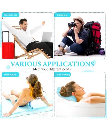 Inflatable Terry Cloth Bath Pillow Set - Neck Support & Spa Comfort in Large and Small Sizes - Blue - Buy Online on GoSupps.com