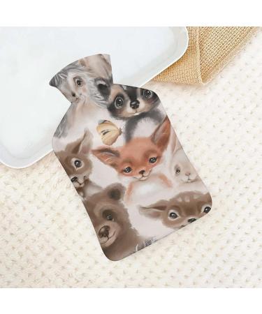 Cute Animals Hot Water Bottle with Plush Cover - Hand Warmer for Adults & Kids | 26.5x15.3cm - Buy Online on GoSupps.com