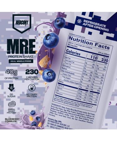 Redcon1 MRE Ready to Drink Protein Shake Blue Berry Cobbler 16.9 Fl Oz (Case of 12) - Pack of 12 - Buy Online on GoSupps.com