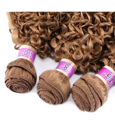 Buy Afro Kinky Curly Hair Weave - Golden Ombre Synthetic 20 Inch 3 Pieces (210g) #613 for Women - Buy Online on GoSupps.com