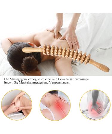 Wooden Fascia Roll & Massage Roller with Handle | Anti-Cellulite Device for Muscle Relaxation & Gua Sha | Beech Wood Body Shaping Tool - Buy Online on GoSupps.com