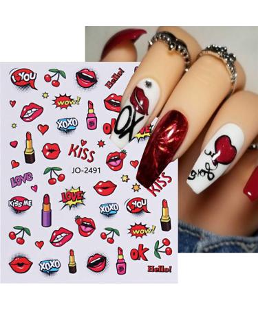 JMEOWIO 12 Sheets Valentines Day Heart Nail Art Stickers Decals Self-Adhesive Colorful Cute Nail Supplies Nail Art Design Decoration Accessories - Buy Online on GoSupps.com