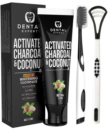 Activated Charcoal Teeth Whitening Toothpaste - DESTROYS BAD BREATH - Best Natural Black Tooth Paste Kit - MINT FLAVOR - Herbal Decay Treatment - REMOVES COFFEE STAINS, 4oz - Buy Online on GoSupps.com