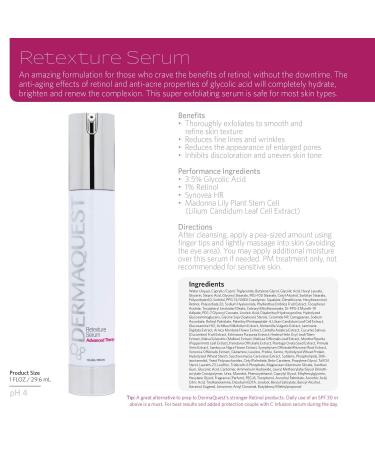 DermaQuest Advanced Therapy Retexture Serum | Anti-Aging Glycolic Acid & Retinol Night Serum | Reduce Fine Lines & Wrinkles (1oz - Buy Online on GoSupps.com